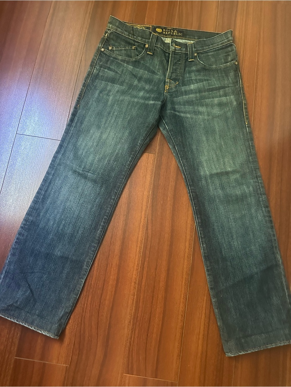 Rock & Republic Men's Faded Blue Straight Jeans